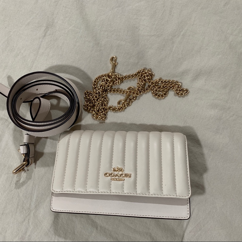 Flap Belt Bag With Linear Quilting